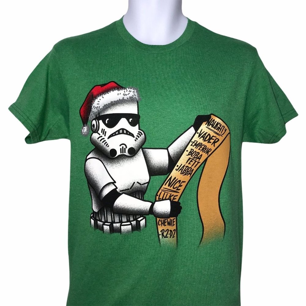 NWT Delta Star Wars Santa Clone Trooper Checking List Christmas Tee S - Picture 2 of 8